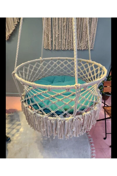 Large Macrame Cradle 100cm, Pillow Included - ASLANBUTIK