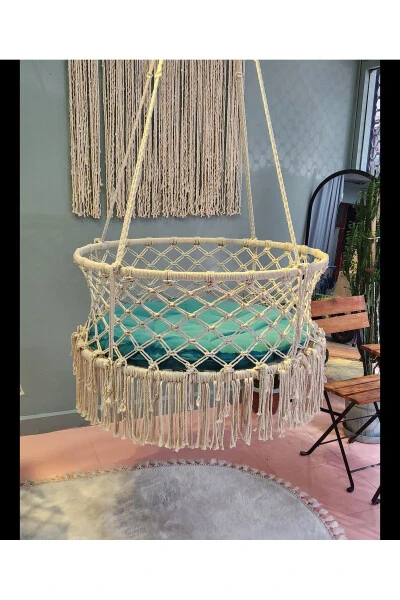Large Macrame Cradle 100cm, Pillow Included - ASLANBUTIK (1)
