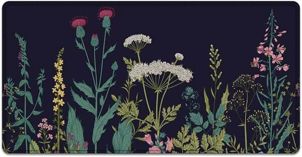 Large Mouse Pad 31.4 x 15.7inches 3mm XXL Extended Gaming Mouse Pad Mat with Non-Slip Base Stitched Mousepad for Computer, Office, Keyboard and Laptop - Wild Flowers，Waterproof Desk Mat - 5