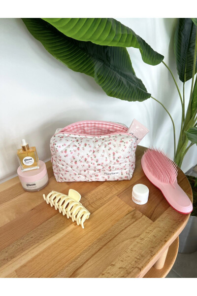 Large Pink Crispy Flower Makeup Bag - 14