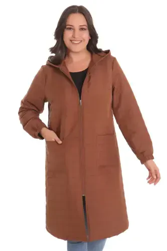 Large Plaid Zipper Brown Door - 5