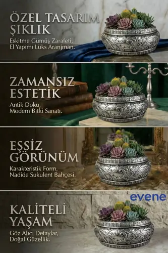 Large Planter Pot Flower Pot Large Size Planter Living Room Planter Model 5 Silver Antique Planter - EVENE (1)