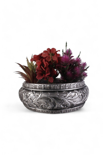 Large Planter Pot Flower Pot Large Size Planter Living Room Planter Model 5 Silver Antique Planter - 1