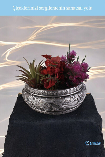 Large Planter Pot Flower Pot Large Size Planter Living Room Planter Model 5 Silver Antique Planter - 3