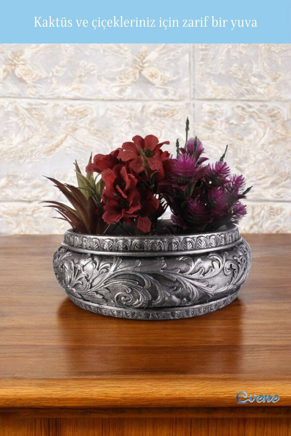 Large Planter Pot Flower Pot Large Size Planter Living Room Planter Model 5 Silver Antique Planter - 4