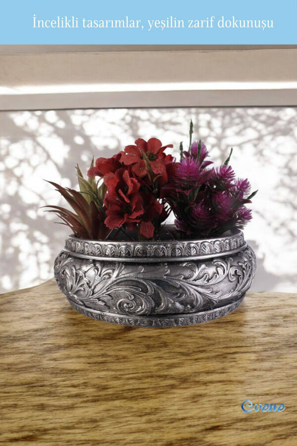 Large Planter Pot Flower Pot Large Size Planter Living Room Planter Model 5 Silver Antique Planter - 5