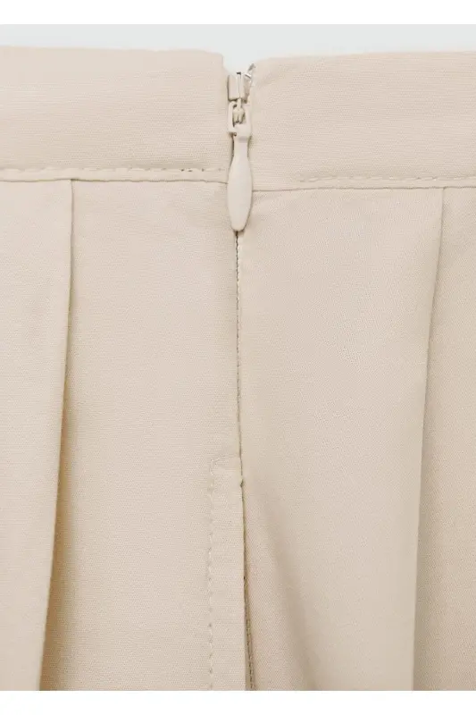 Large Pleated Midi Skirt-Beige - 7