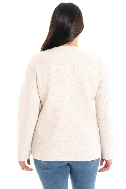 Large Pocket Stone Printed Ecru Jacket - 5