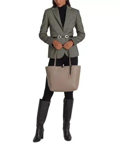Large Reversible Tote Bag-Black/Taupe/Gold - LAUREN RALPH LAUREN (1)