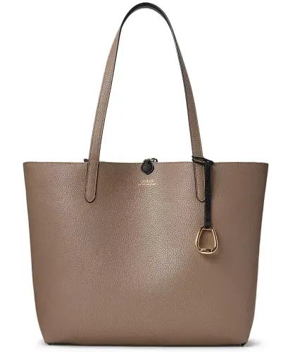 Large Reversible Tote Bag-Black/Taupe/Gold - 4