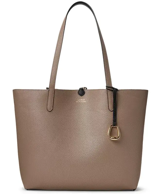 Large Reversible Tote Bag-Black/Taupe/Gold - 4