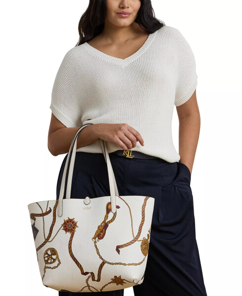 Large Reversible Tote Bag Soft White/officer Blt/cream - 3