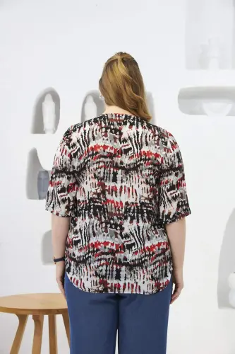 Large Size Batik Print Blouse - 6