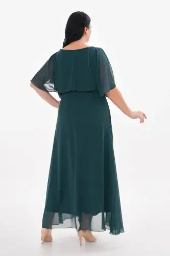 Large Size Chiffon Stretch Lycra Long Evening Dress KL3114 Green - 2