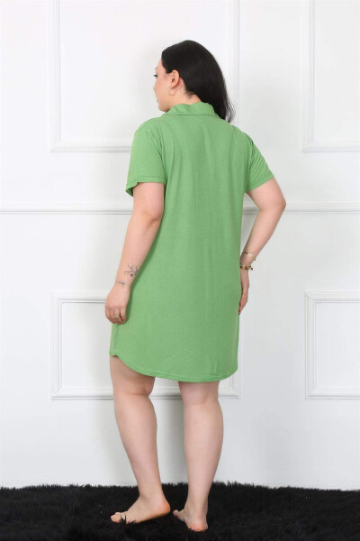 Large Size Cotton Buttoned Green Tunic Nightgown 1025 - 8