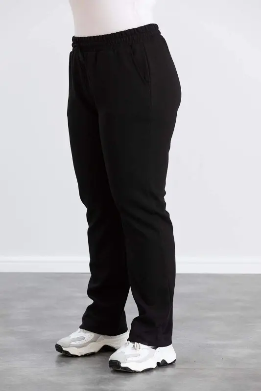 Large Size Cotton Thick Tracksuit Set Black - 4