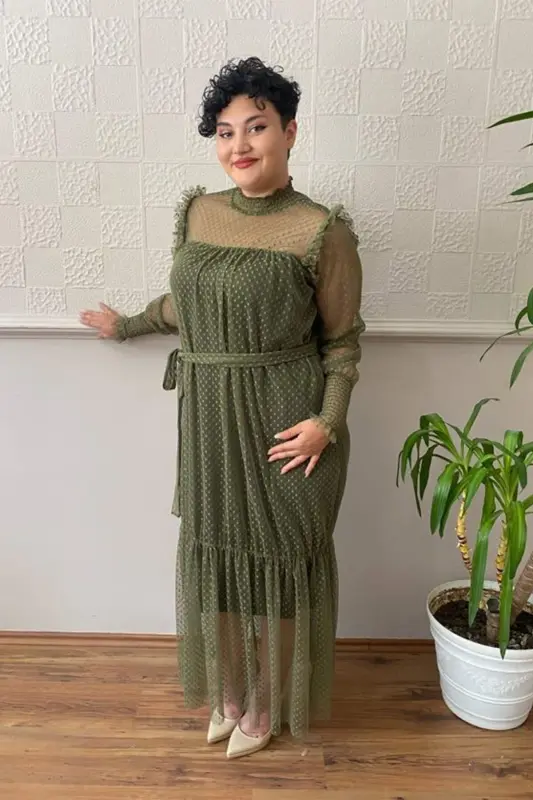 Large Size Loose and Comfortable Maternity Dress Khaki 8086 - 2