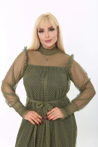 Large Size Loose and Comfortable Maternity Dress Khaki 8086 - 3