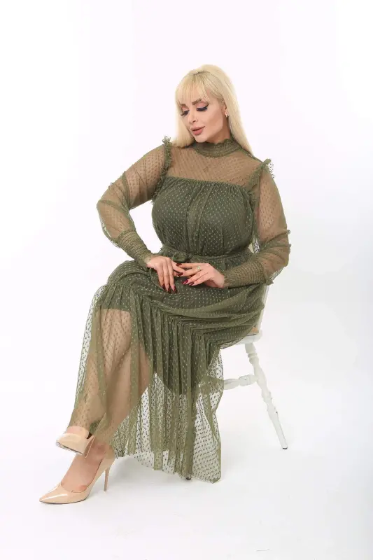 Large Size Loose and Comfortable Maternity Dress Khaki 8086 - 4