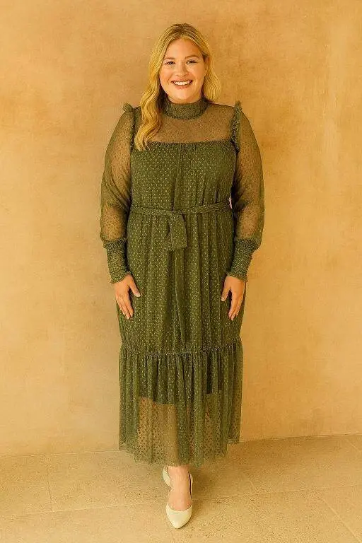 Large Size Loose and Comfortable Maternity Dress Khaki 8086 - 6