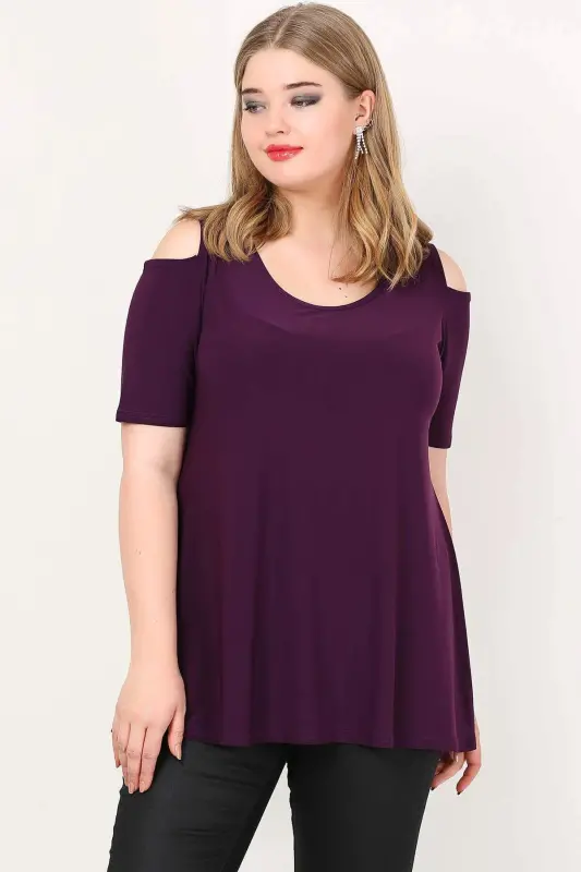 Large Size Off Shoulder Slit Tunic PNR1101B - 1