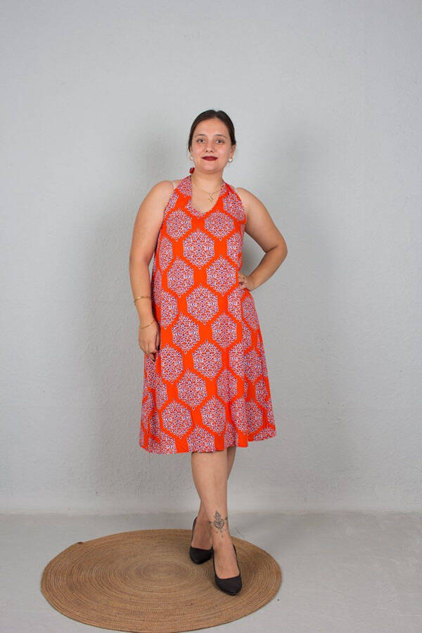 Large Size One Dress Two Model Strapless And Neck Tie Used Dress Red - 8