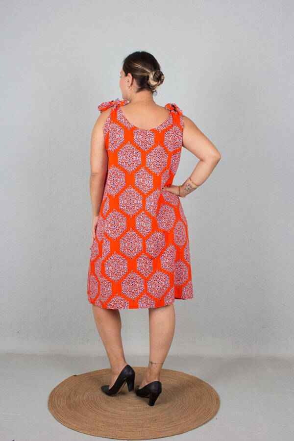 Large Size One Dress Two Model Strapless And Neck Tie Used Dress Red - 13