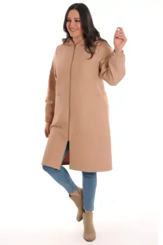 Large Size Onion Pattern Beige Zippered Robe - 3