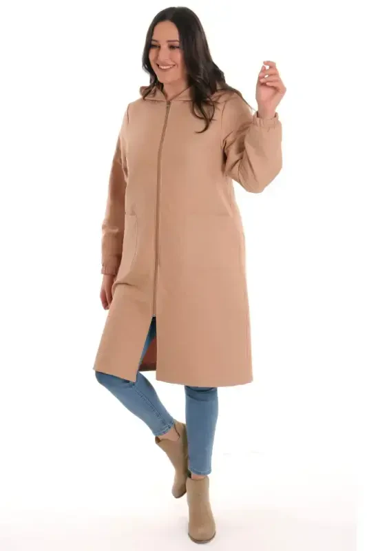 Large Size Onion Pattern Beige Zippered Robe - 3