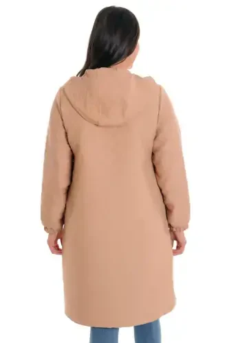 Large Size Onion Pattern Beige Zippered Robe - 5