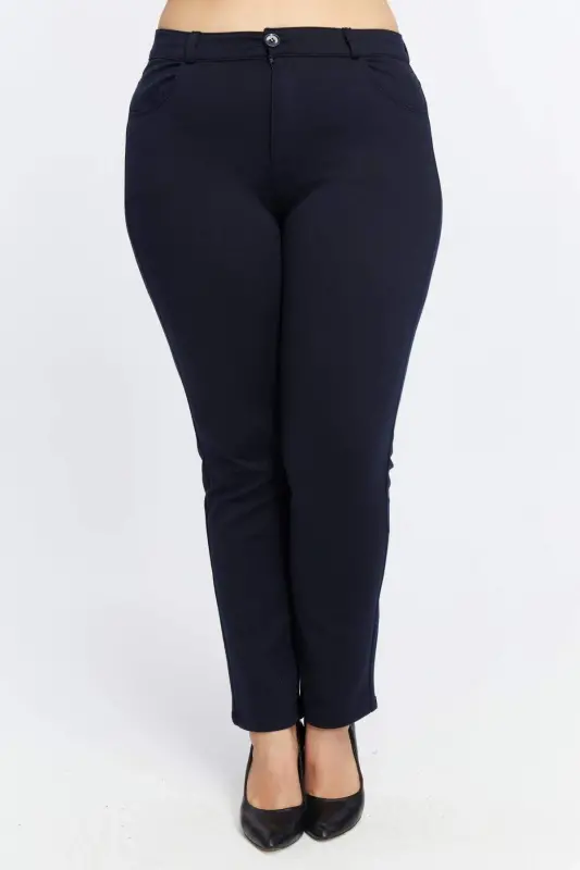 Large Size Steel Knitted Pants Navy Blue - BÜYÜKBEDENIZ