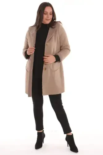 Large Size Suede Fur Lined Mink Coat - 8