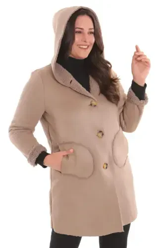 Large Size Suede Fur Lined Mink Coat - 3