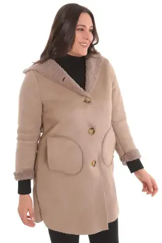 Large Size Suede Fur Lined Mink Coat - 5