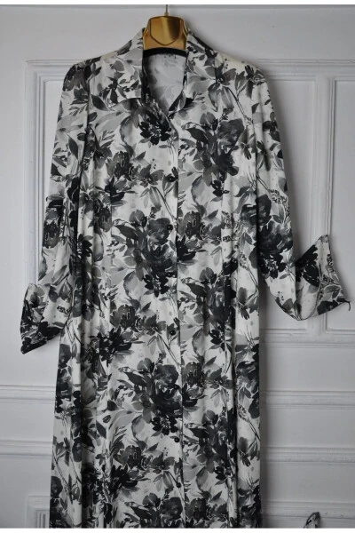 Large Size Viscose Cup-Collar Dress - 3