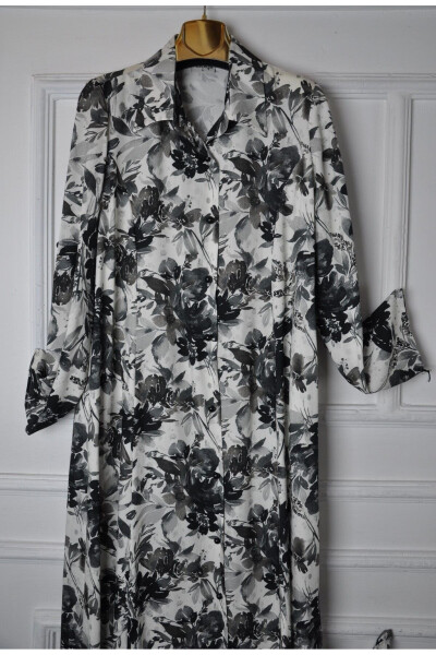 Large Size Viscose Cup-Collar Dress - 3