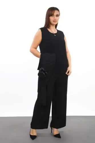 Large Size Womens 3 Pieces Sequined Dress Set KL3081 Black - 2