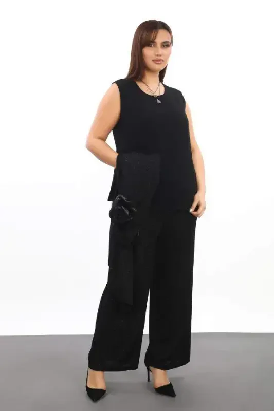 Large Size Womens 3 Pieces Sequined Dress Set KL3081 Black - 2