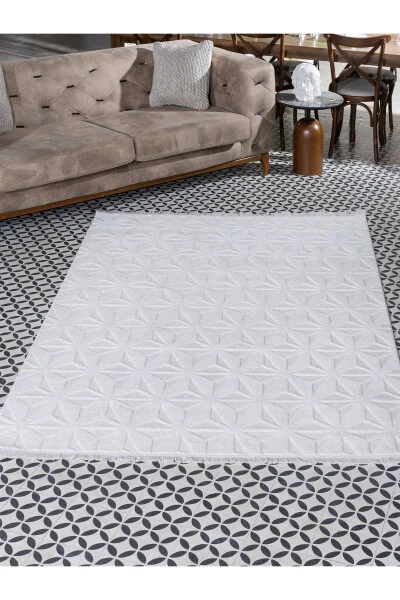 Las Vegas Soft Textured Stain-Resistant White Modern Rug - 1