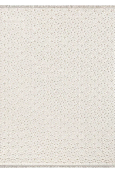 Las Vegas Modern Salon Halısı Mutfak Halısı Yolluk Yumuşak Tozumaz Beyaz Halı Lvs 01-WHITE - 2