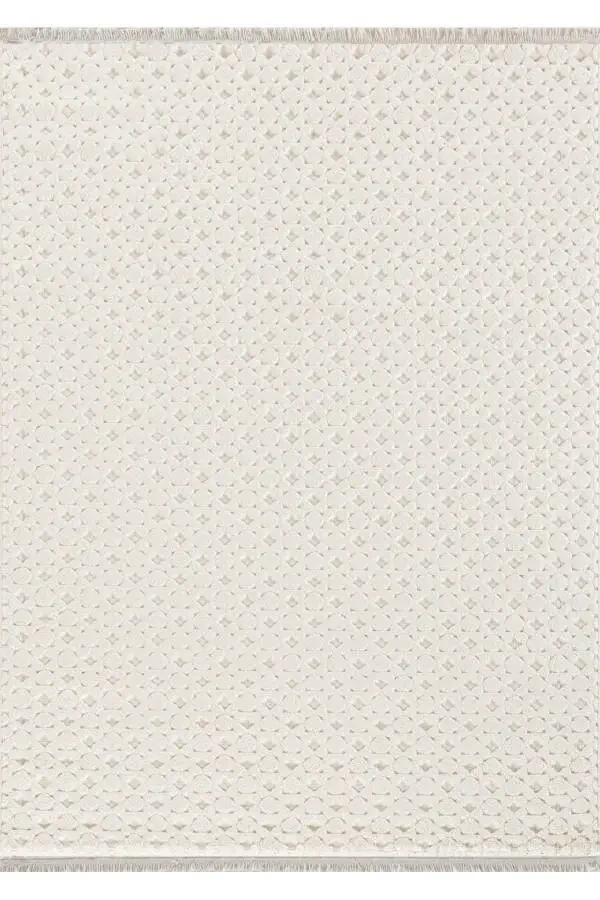 Las Vegas Modern Salon Halısı Mutfak Halısı Yolluk Yumuşak Tozumaz Beyaz Halı Lvs 01-WHITE - 2