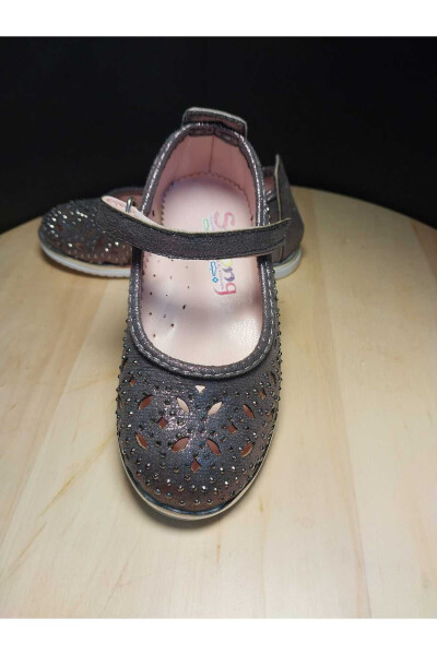 Laser Cut Velcro Ballerina Flats - 1