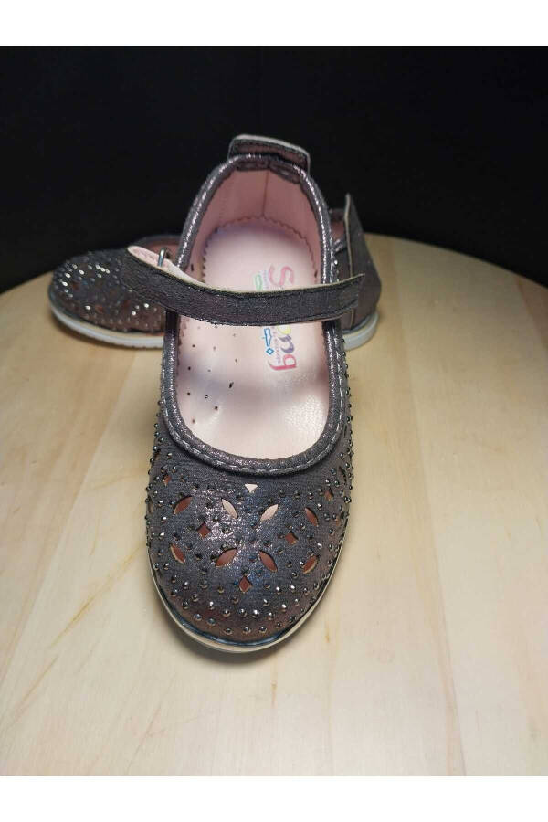 Laser Cut Velcro Ballerina Flats - 1