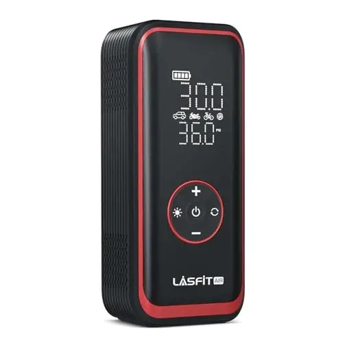 LASFIT TK1 Pro Tire Inflator Portable Air Compressor [5X Faster Inflation] 150PSI Tire Inflator 16000mAH Battery Operated Air Pump for Car Tires with Digital Pressure Gauge, Smart Auto Stop - 1