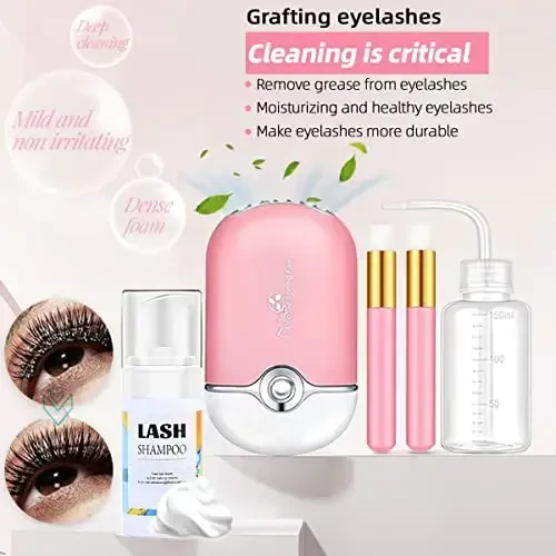 Lash Extension Kit Professional Eyelash Extensions Practice Set with Mannequin Head Removable Eyelids USB Lash Fan Individual False Eyelash Shampoo Brush Glue Practical Tools for Beginners - 7