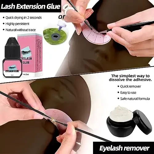 Lash Extension Kit Professional Kiprik Uzaytirish Amaliyoti Boshlang'ichlar uchun Maneken Bosh Olinadigan Qovoqlar USB Kiprik Fani Individual Soxta Kiprik Şampun Cho'tkasi Yelim Amaliy Uskunalar to'plami - 5