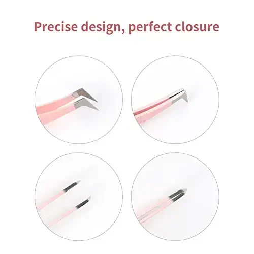 Lash Extension Tweezers Fiber Tips Volume Lash Tweezers Curved Precision Pink Eyelash Tweezers 90 Degree Angle Boot Great for Larger Fans Eyelash Extension Tweezers Professional - 7