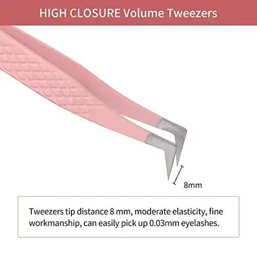 Lash Extension Tweezers Stainless Steel Volume Lash Tweezers Curved Precision Tweezers 90 Degree Angle Boot Great for Larger Fans Eyelash Extension Tweezers Professional - 3