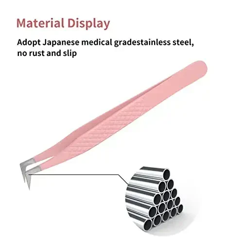 Lash Extension Tweezers Stainless Steel Volume Lash Tweezers Curved Precision Tweezers 90 Degree Angle Boot Great for Larger Fans Eyelash Extension Tweezers Professional - 5