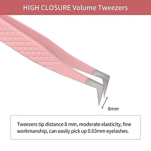 Lash Extension Tweezers Stainless Steel Volume Lash Tweezers Curved Precision Tweezers 90 Degree Angle Boot Great for Larger Fans Eyelash Extension Tweezers Professional - 3